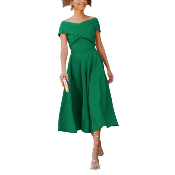 Green Off the Shoulder Cocktail Dress - Size XXL - Picture 3 of 7